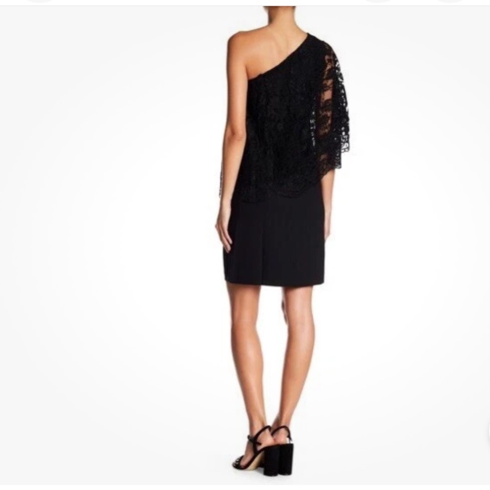 NEW NANETTE LEPORE Black Lace One Shoulder Dress Women’s 10 Cocktail Party NWT - Picture 3 of 16